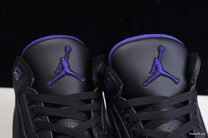 One Kick Black Purple Air Court 3 Jordan Retro CT8532-050 0808